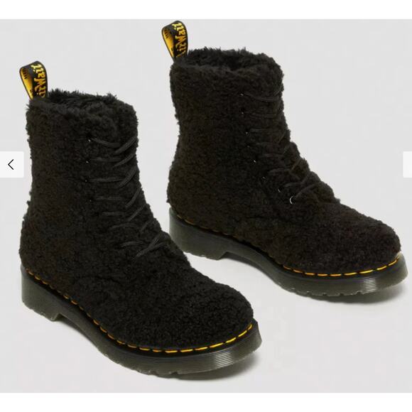 Dr. Martens 1460 Pascal Women's Boots US 8 Black Faux Shearling Ankle Boot NEW - Picture 1 of 7